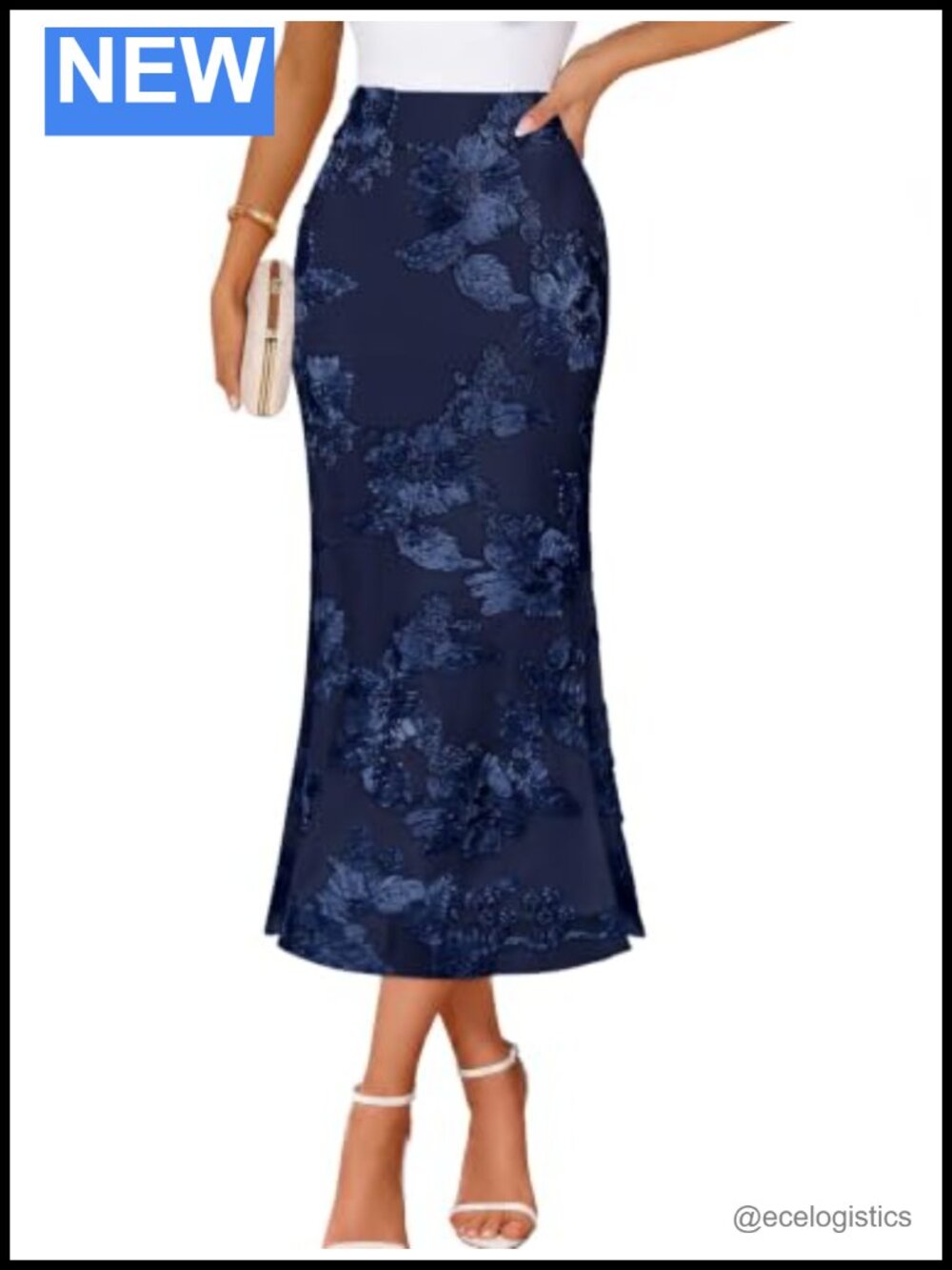 Women's Floral Mesh Midi Skirt High Waisted Bodycon Mermaid Long